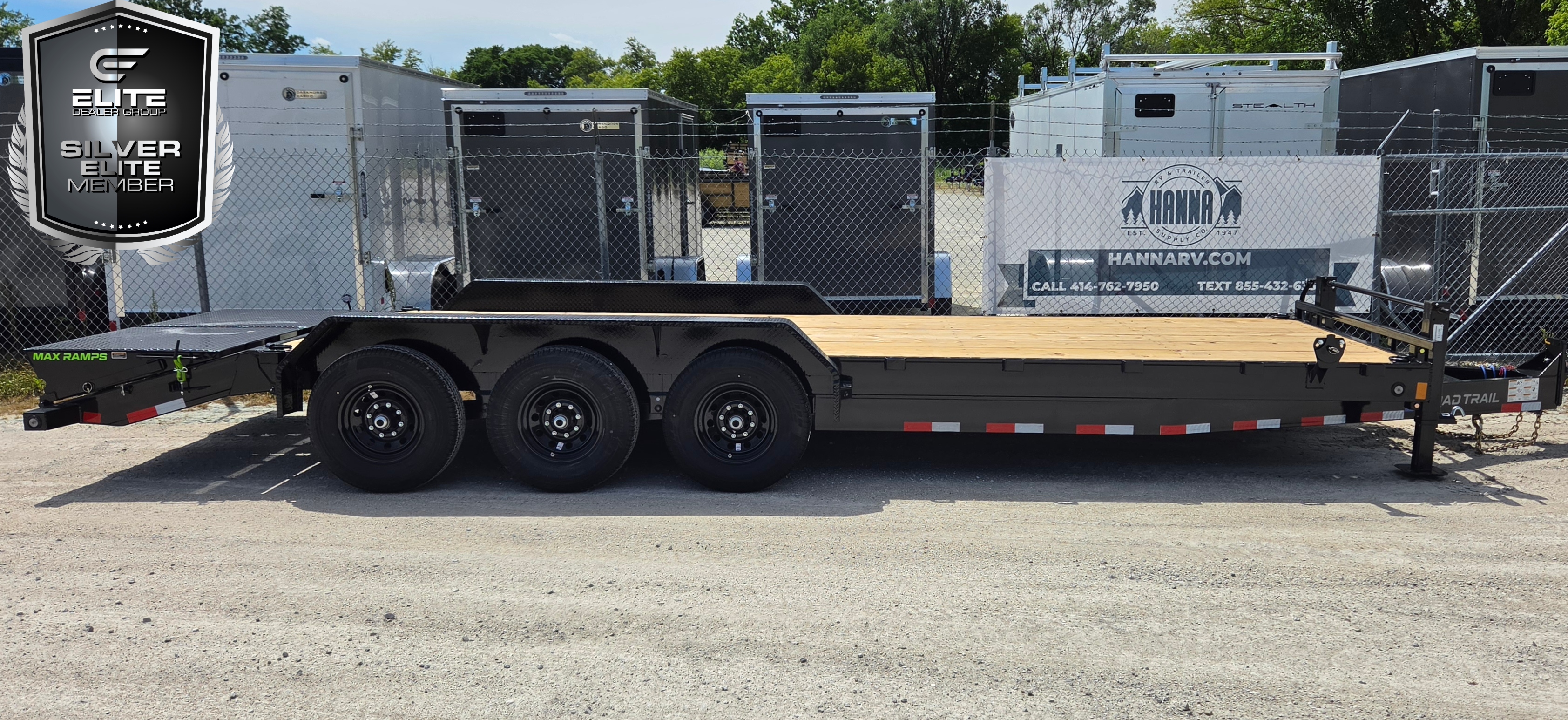 Load Trail 83 X 24 Triple Axle 21,000 Lb Steel Car Hauler / Equipment Trailer with Pintle Ring and Max Ramps